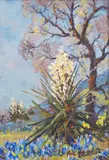 Ruth Duncan, Bluebonnets and Yucca, oil on masonite