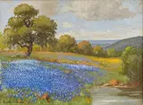 Hugo Herbeck, Bluebonnet Landscape, oil on canvas