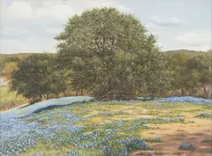 Ann Staley, Bluebonnets Landscape, oil on canvas