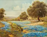 O. Sorensen, Bluebonnets, oil on canvas board
