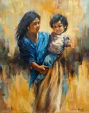 Eunice Hundley, Children of the Seri, oil on canvas