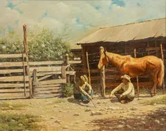 Ray McGuffin, Horse Talk, 1977, oil on canvas