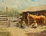 Ray McGuffin, Horse Talk, 1977, oil on canvas