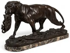 Tigress and Cub by Antoine-Louis Barye, bronze, sold Feb 2025