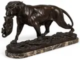 Antoine-Louis Barye, Tigress and Cub, bronze