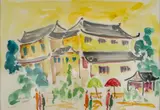 Brother Cletus Behlmann, Suzhou, China, watercolor and pencil on paper