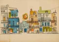 Maude Folmar, French Quarter New Orleans, 1964, watercolor and ink