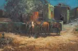 Barbara Garvin, Moonlight Adobe, oil on canvas