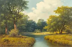 Roland D. Enright, River Landscape, oil