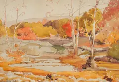 Paul Rodda Cook, Texas Creek Landscape, watercolor