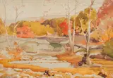 Paul Rodda Cook, Texas Creek Landscape, watercolor