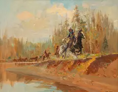 Carl Hantman, Western Scene, 1975, Oil On Board