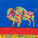 Kathy Kills Thunder, Razzle Dazzle Bison, 2016, acrylic on canvas