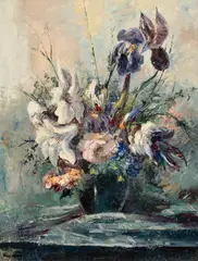 José Vives-Atsara, Flores, oil on masonite