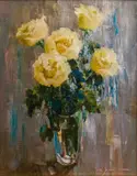 Alexander Zimin, Still Life with Yellow Roses, oil