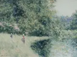 Andre Gisson, Stroll by a River, oil on canvas