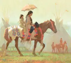 Kenneth Riley, Pow-Wow Time, 1987, oil on board