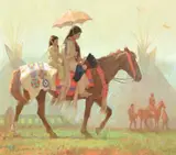Kenneth Riley, Pow-Wow Time, 1987, oil on board