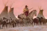 Kenneth Riley, Guarding the Herd, oil on board