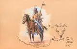 Brave on Horseback by Charles Marion Russell, 1907, watercolor, gouache, and ink on paper, sold Jul 2025