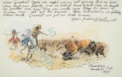 Letter to Grovent by Charles Marion Russell, 1920, watercolor and ink on paper, sold Jul 2025