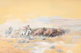 Charles Marion Russell, Meat for Wild Men [or] Buffalo Hunt #35, 1903, gouache and watercolor on paper