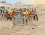 The Tenderfoot by Charles Marion Russell, 1897, oil on board, sold Jul 2025