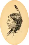 Piegan by Charles Marion Russell, pen and ink on paper, sold Jul 2025