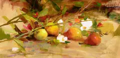 Richard Schmid, Blossoms and Pears, 2015, oil on canvas