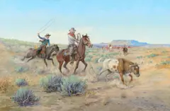 Olaf Carl Seltzer, Heeling a Bolter, oil on canvas laid on board