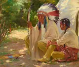 Joseph Henry Sharp, Old War Chief and Son, oil on canvas