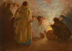 Joseph Henry Sharp, The Storytelling, oil on canvas