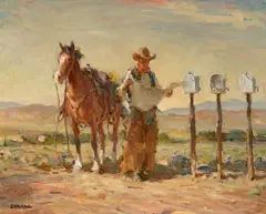 The Morning’s News by Ray Strang, oil on canvas laid on board, sold Jul 2025
