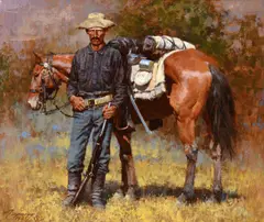 Howard Terpning, Posing for Posterity, 1985, oil on board