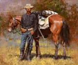 Howard Terpning, Posing for Posterity, 1985, oil on board