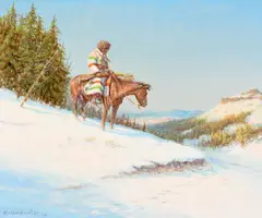 Olaf Wieghorst, Tracks, oil on canvas