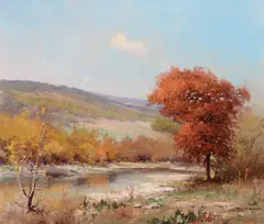 Hills of Texas by Robert Wood, 1957, oil on canvas, sold Jul 2025