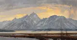 Jim Wilcox, Winter Sunset, oil on board