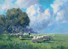 Eustace Paul Ziegler, Sheep, oil on board