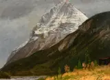 Albert Bierstadt, Mt. Stevens, Canadian Rockies, oil on paper