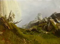 Albert Bierstadt, Niagara Falls, American Side (ca. 1870), oil on paper mounted on canvas