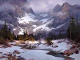 Mark Boedges, A Break in the Dark, 2024, oil on canvas laid on board