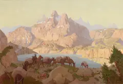Conrad Buff, Mule Train Through the Minarets (ca. 1928), oil on canvas