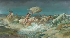 John Clymer, Prairie Raiders, oil on board