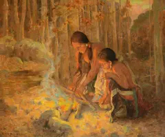 E. Irving Couse, Campfire in the Aspens (ca. 1909-10), oil on canvas
