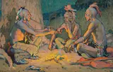 E. Irving Couse, The Pipe of Peace – Council Fire, oil on board