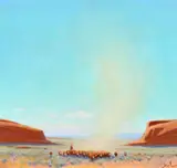 Gerard Curtis Delano, Moving Some Cattle, Oil on board