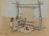 Maynard Dixon, Navajo Woman Weaver, 1904, graphite and pastel on paper