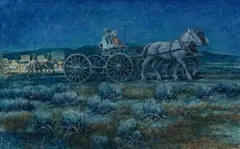 Nick Eggenhofer, Evening Ride, 1979, mixed media on board