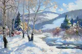 Fremont Ellis, Santa Fe Canyon – Winter Haze, oil on canvas